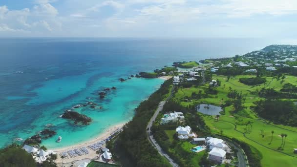 Bermuda East Whale Bay Aerial Flying Oceano Atlantico Paradiso Tropicale — Video Stock