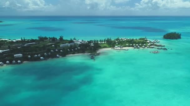 Bermudas Península Cabeça Daniel Paraíso Tropical Oceano Atlântico Voador Aéreo — Vídeo de Stock