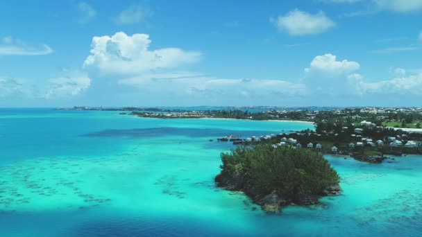 Bermudas Daniel Island Voador Aéreo Paraíso Tropical Oceano Atlântico — Vídeo de Stock