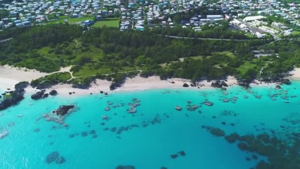 Bermuda Tropisches Paradies Atlantik Schöne Landschaft Felsenriffe Luftfahrt — Stockvideo