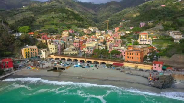 Italie Cinque Terre Vue Aérienne Monterosso Mare Ligurie Mer Ligure — Video