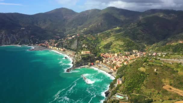 Italia Cinque Terre Veduta Aerea Liguria Monterosso Mare Mar Ligure — Video Stock