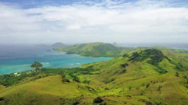 Fiji Flyg Tropiska Öarna Fantastiskt Landskap Stilla Havet — Stockvideo