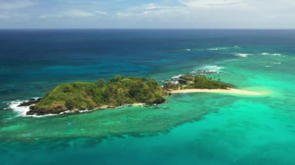 Fiji Okyanus Havadan Uçma Tropik Ada Nanılmaz Manzara Pasifik Okyanusu — Stok video
