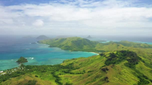 Fiji Voar Aéreo Ilhas Tropicais Oceano Pacífico Paisagem Incrível — Vídeo de Stock