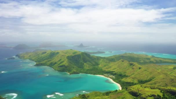 Fidżi Latanie Lotnicze Niesamowity Krajobraz Ocean Spokojny Wyspy Tropikalne — Wideo stockowe