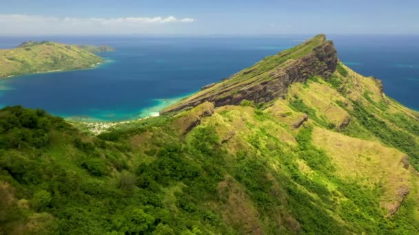Fiji Volare Aereo Giungla Tropicale Paesaggio Fantastico Montagne — Video Stock