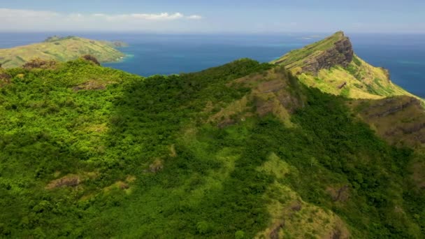 Fiji Havadan Uçma Nanılmaz Manzara Tropik Orman Dağlar — Stok video