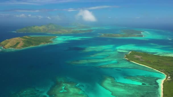 Fiji Flyg Fantastiskt Landskap Stilla Havet Tropiska Öarna — Stockvideo