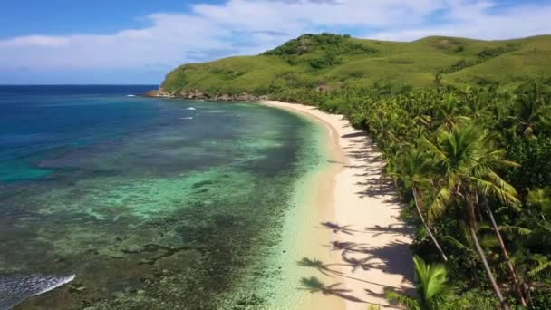 Fiji Vliegen Vanuit Lucht Tropische Jungle Pacific Beach Verbazingwekkend Landschap — Stockvideo