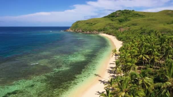 Fiji Vliegen Vanuit Lucht Tropische Jungle Verbazingwekkend Landschap Pacific Beach — Stockvideo