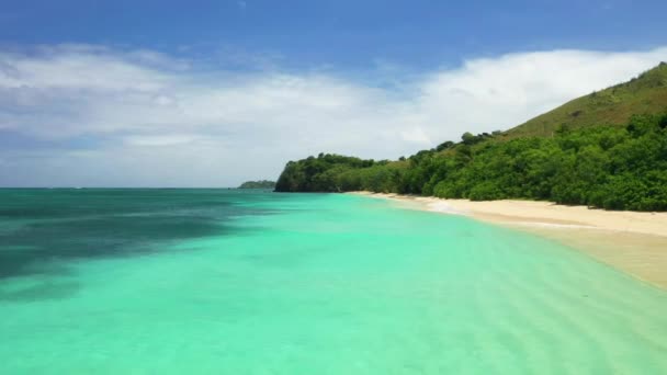 Fiji Pacific Beach Luchtvliegen Amazing Landschap Tropische Jungle — Stockvideo