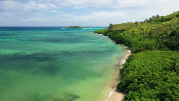 Fiji Pacific Beach Amazing Landscape Aerial Flying Tropical Jungle — Stok video