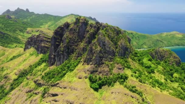 Fiji Bergen Luchtvliegen Tropische Jungle Verbazingwekkend Landschap — Stockvideo