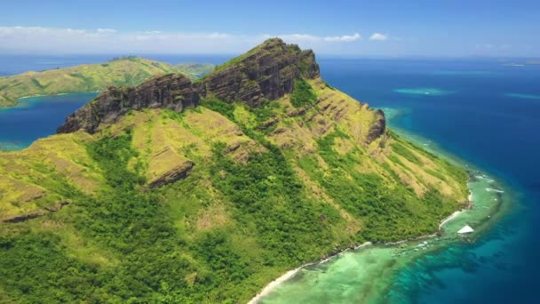 Fiji Tropische Eilanden Luchtvaart Bergen Stille Oceaan — Stockvideo
