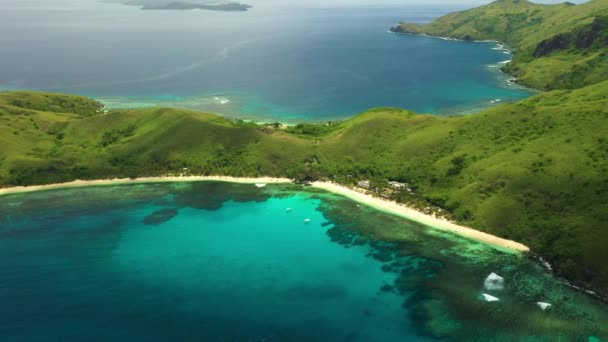 Fiji Ilhas Tropicais Voar Aéreo Oceano Pacífico Montanhas — Vídeo de Stock