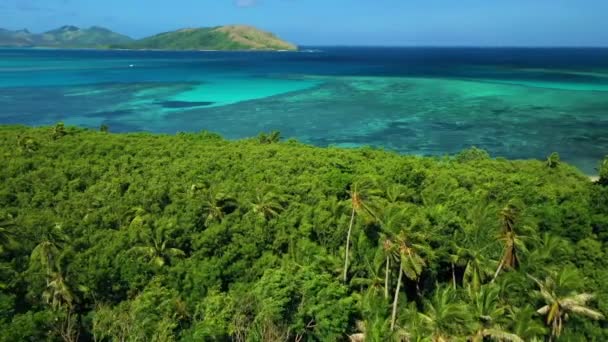 Fiji Tropische Jungle Stille Oceaan Luchtvliegen Verbazingwekkend Landschap — Stockvideo