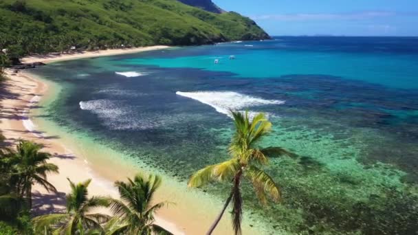 Fiji Selva Tropical Paisagem Incrível Voo Aéreo Praia Pacífico — Vídeo de Stock