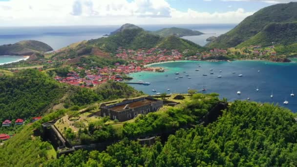 Fort Napoleon Guadeloupe Adaları Hava Uçuşu Karayip Denizi Terre Haut — Stok video