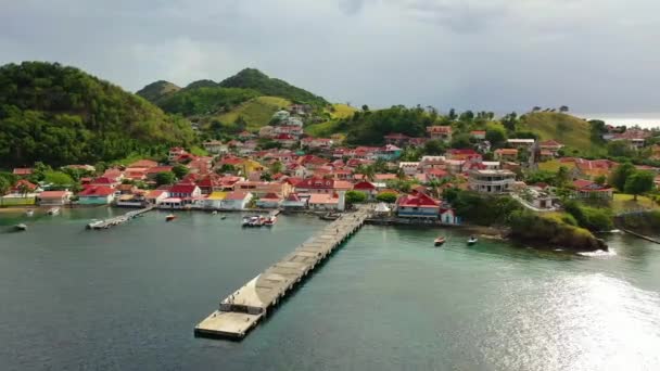 Ilhas Guadalupe Voar Aéreo Ilha Terre Haut Mar Caribe Paisagem — Vídeo de Stock