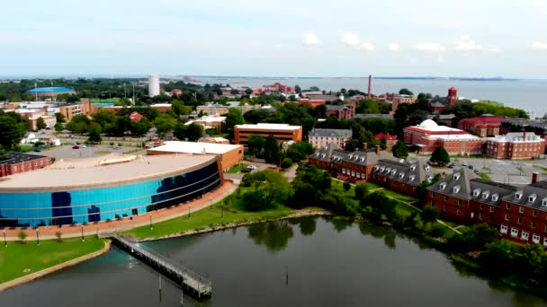 Hampton University Virginia Aerial View Hampton River White Hall — Stock video