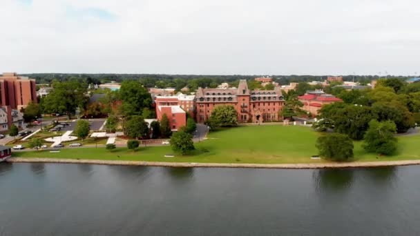 Hampton Egyetem Aerial View Virginia Hampton River — Stock videók