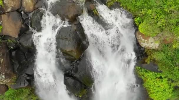 Hawaii Waipoo Falls Kauai Aerial View Hawaiian Jungle Amazing Landscape — Stock video