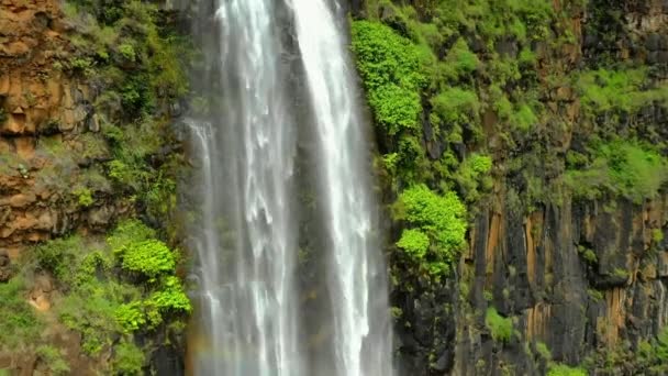 夏威夷 威波瀑布 考艾岛 空中景观 夏威夷丛林 — 图库视频影像