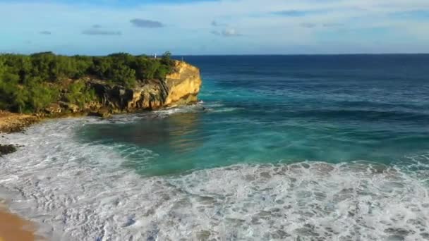 Hawaii Aerial Flying Mountains Kauai Hawaiian Coast Pacific Ocean — Stock Video