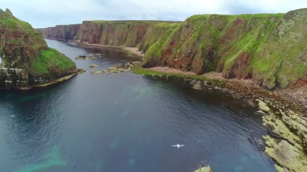 Escocia Duncansby Stacks Vuelo Aéreo Mar Del Norte Caithness — Vídeos de Stock