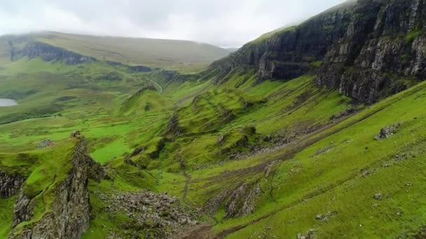 Skócia Quiraing Légi Repülés Csodálatos Táj Skye Sziget — Stock videók