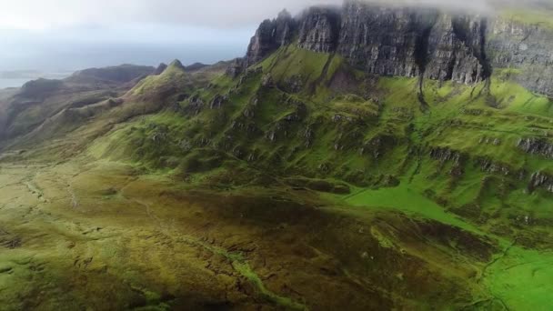 Skócia Quiraing Csodálatos Táj Skye Sziget Légi Repülés — Stock videók