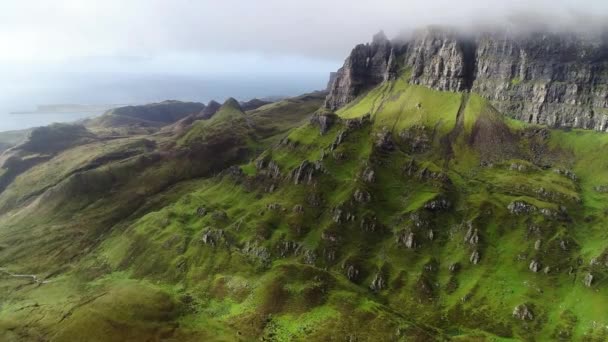 Quiraing Escocia Vuelo Aéreo Paisaje Increíble Isla Skye — Vídeos de Stock