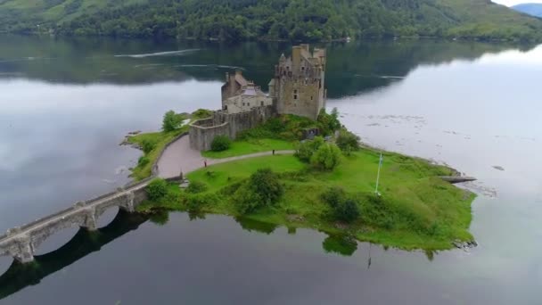 Skócia Eilean Donan Castle Légi Repülés Loch Duich West Highlands — Stock videók
