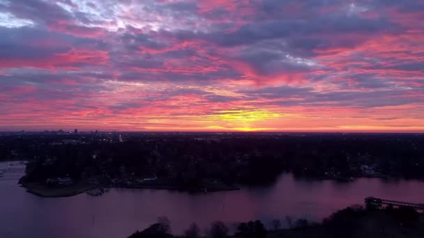 Sunrise Portsmouth Virginia Downtown Aerial View Amazing Landscape — Stock video