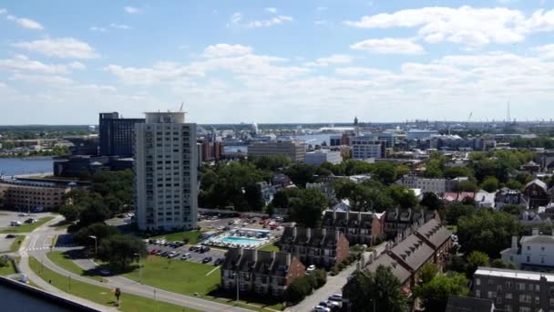Portsmouth Virginia Olde Towne Aerial View Amazing Landscape — Stock video