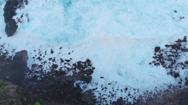 Aereo Che Vola Sopra Onde Dell Oceano Blu Bellissimo Paesaggio — Video Stock