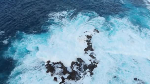 Aereo Che Vola Sopra Onde Dell Oceano Blu Bellissimo Paesaggio — Video Stock