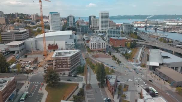 Tacoma Aerial View Downtown Washington State Amazing Landscape — Stock video