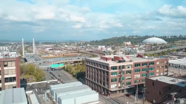Tacoma Washington State Downtown Amazing Landscape Letecký Pohled — Stock video