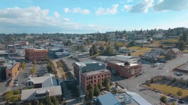 Tacoma Flygfoto Washington State Fantastiskt Landskap Centrum — Stockvideo