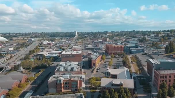 Tacoma Innenstadt Luftaufnahme Erstaunliche Landschaft Washington State — Stockvideo