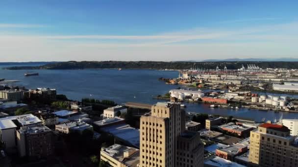 Tacoma Hava Uçuşu Şehir Merkezi Washington Eyaleti Nanılmaz Manzara — Stok video