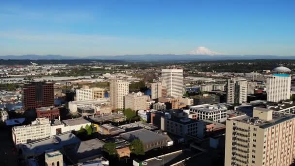 Tacoma Havadan Uçma Şehir Merkezi Nanılmaz Manzara Washington Eyaleti — Stok video
