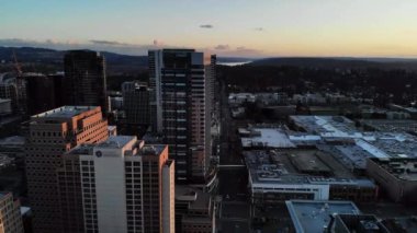 Evening Over Bellevue, Aerial View, Downtown, Amazing Landscape, Washington State