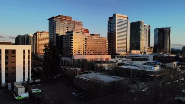 Evening Bellevue Washington State Downtown Amazing Landscape Aerial View — стокове відео