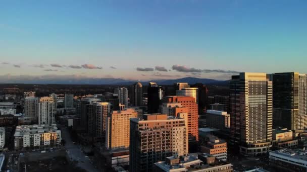 Sera Bellevue Stato Washington Vista Aerea Centro Città Paesaggio Fantastico — Video Stock