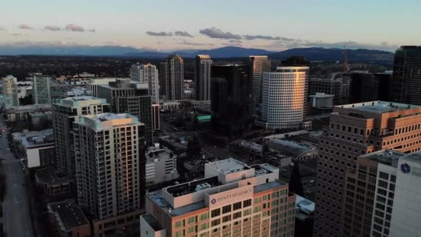Evening Bellevue Aerial View Downtown Washington State Amazing Landscape — стокове відео