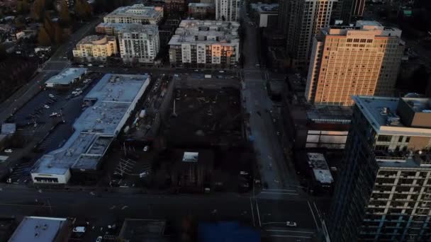 Wieczór Nad Bellevue Stan Waszyngton Widok Powietrza Niesamowity Krajobraz Śródmieście — Wideo stockowe