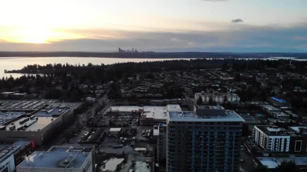 Günbatımı Bellevue Washington Eyaleti Hava Manzarası Nanılmaz Manzara Şehir Merkezi — Stok video